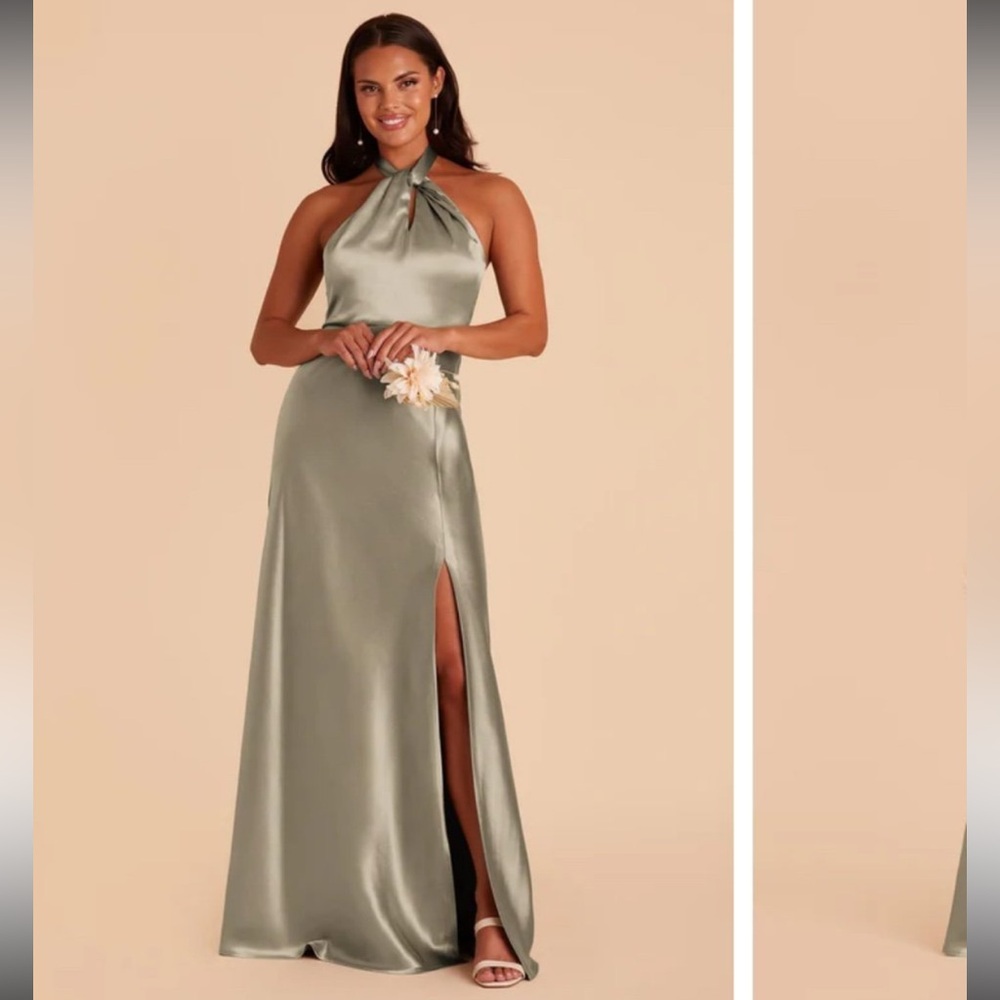 Birdy Grey Satin Dress in Moss Green
